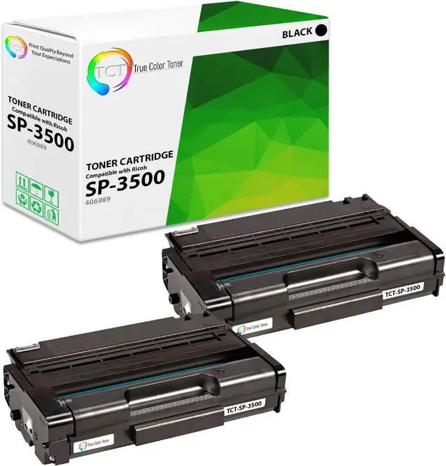 Main image of TCT SP-3500 Toner Cartridge 2 Pack - Compatible Replacement for Ricoh Aficio SP-3500 406989 Black Works with Ricoh Aficio SP3500 SP3500DN SP3500N Printers (6,400 Pages)