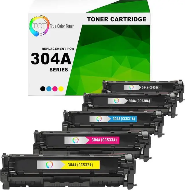 Main image of TCT 304A Toner Cartridge 5 Pack - Compatible Replacement for HP 304A CC530A CC531A CC532A CC533A Works with HP Color Laserjet CP2025DN, CM2320 CM2320N MFP Printers (Black Cyan Magenta Yellow)