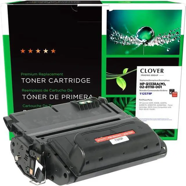 Main image of Clover Remanufactured MICR Toner Cartridge Replacement for HP Q1338A, Troy 02-81118-001 | Black