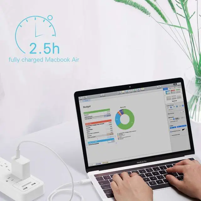 Alt view image 3 of 7 - 30w USB C Charger, Huntkey USB-C Power Adapter PD3.0 Fast Charger Block with 3.3ft C-C Cable for iPhone 14/14 pro/13/12/XR/XS/X, iPad Pro, MacBook, Galaxy, Pixel and More