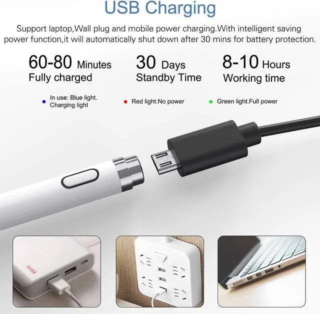 Alt view image 5 of 6 - Active Stylus Pen Compatible for iOS&Android Touch Screens Pencil with Dual Touch Function Rechargeable Stylus for iPad/iPad Pro/Air/Mini/iPhone/Cellphone//Tablet Drawing&Writing