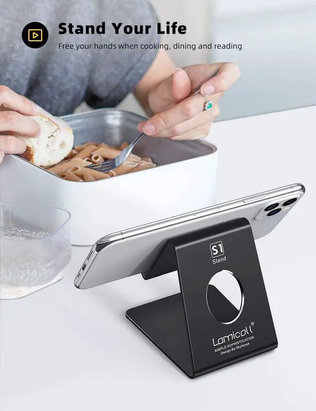 Alt view image 2 of 7 - Cell Phone Stand Phone Dock: Cradle Holder Stand for Office Desk - Black