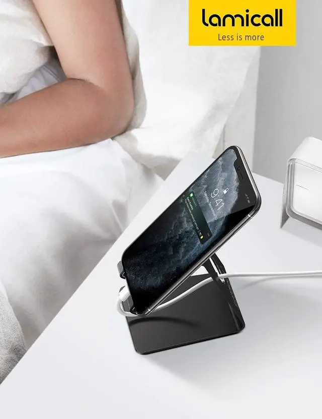 Alt view image 7 of 7 - Cell Phone Stand Phone Dock: Cradle Holder Stand for Office Desk - Black