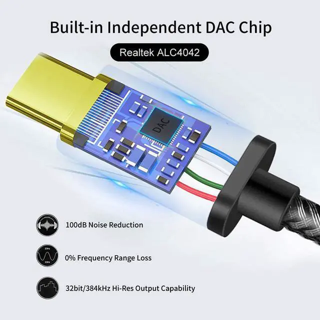 Alt view image 2 of 7 - USB C to 3.5mm Headphone Adapter - USB Type C to AUX Audio Jack Hi-Res DAC Dongle Cable Cord Compatible with iPhone 15 Pro Max  Galaxy S24 S23 S22 S21 FE Ultra S20+ Plus