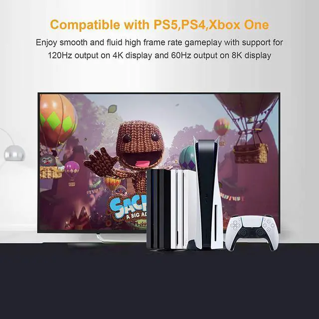 Alt view image 3 of 7 - CableCreation HDMI 2.1 Cable,8K Ultra High Speed HDMI Cable 48Gbps, Support HDR,eARC,Dolby Vision,VRR, MacBook Pro 2021, Nintendo Switch, Roku, Xbox one, Xbox Series X, PS5, PS4, Projector-6.6 Feet