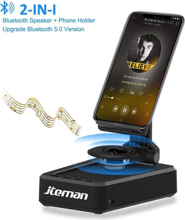 Alt view image 2 of 6 - Cell Phone Stand with Wireless Bluetooth Speaker and Anti-Slip Base HD Surround Sound Perfect for Home and Outdoors with Bluetooth Speaker for Desk Compatible with iPhone/ipd/Samsung Galaxy