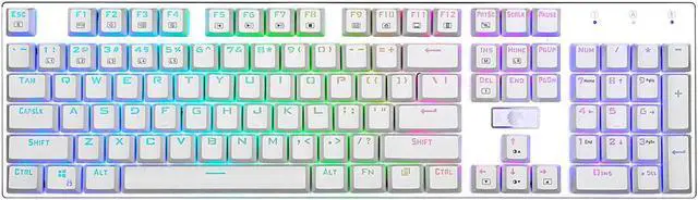 Main image of HUO JI E-Yooso Z-88 RGB Mechanical Gaming Keyboard, Brown Switch - Tactile & Slightly Clicky, Programmable RGB Backlit, Water Resistant, 104 Keys Anti-Ghosting for Mac PC, Silver and White
