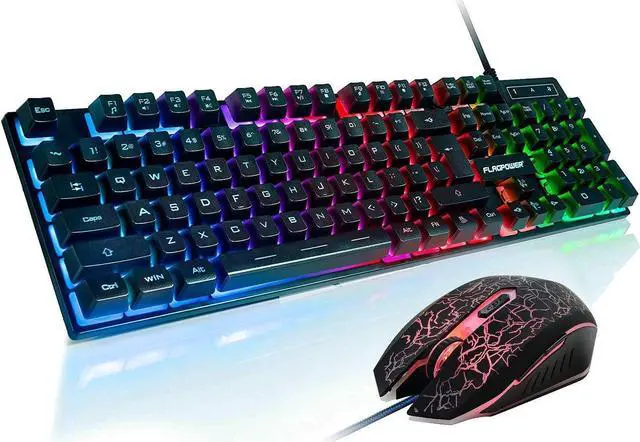 Main image of RGB Gaming Keyboard and Breathing Mouse Combo, Adjutable Breathing Backlit Mechanical Feeling Keyboard with 4 Colors 4800DPI Backlight Mouse for PC Laptop Computer Game and Work