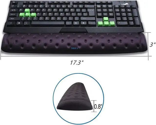 Alt view image 3 of 7 - Keyboard Wrist Rest Support Cushion Pad for Computer Laptop Office Work PC Gaming - Memory Foam Gel with Massage Holes Design - Non-Slip Easy Typing Wrist Pain Relief (Black Keyboard Pad)