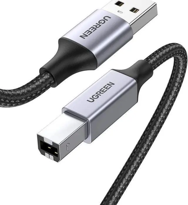 Main image of UGREEN USB Printer Cable, 10 FT USB 2.0 A-Male to B-Male Cord High-Speed Scanner Cord Nylon Braided Compatible with HP, Epson, Canon, Dell, Brother, Lexmark, Xerox, Samsung, Piano, DAC and More
