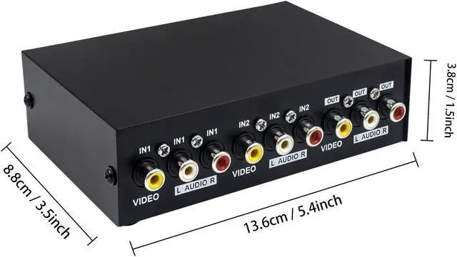 Alt view image 5 of 6 - Duttek RCA Switch Box 2 Port AV Switch Box AV Selector Switch 2 in 1 Out Composite Video L/R Audio RCA Selector Box AV Switch Box Component RCA Switcher for DVD STB Game Consoles