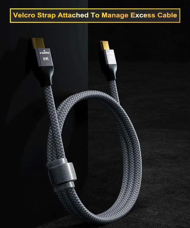 Alt view image 6 of 7 - 8K 60Hz HDMI Cable 10FT (2 Pack)48Gbps 7680P Ultra High Speed HDMI 2.1 Cord for Apple TVRokuSamsung QLEDSony LG PlaystationPS5PS4Xbox One Series XHDMI 2.0/4K 120Hz Compatible