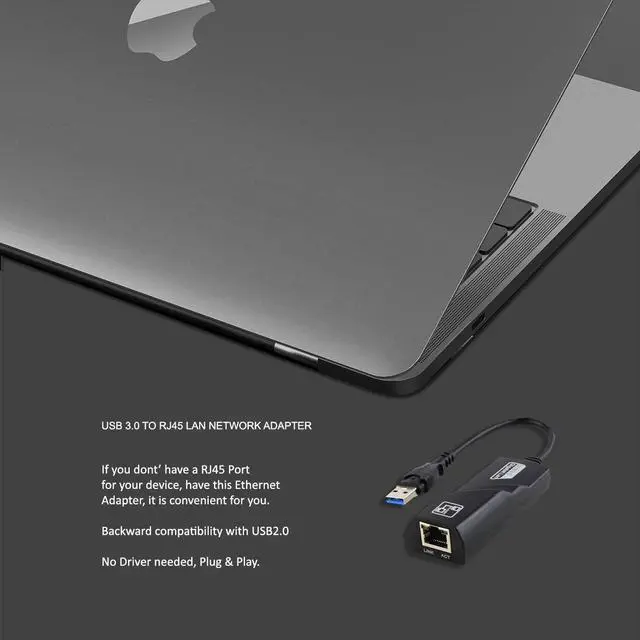 Alt view image 5 of 6 - USB to Ethernet Adapter 3.0 adds Network connectivity to Computer with USB 3.0 Port 10/100/1000 Gigabit LAN Wire Network Converter for Windows MacBook iMac Pro Chromebook PC