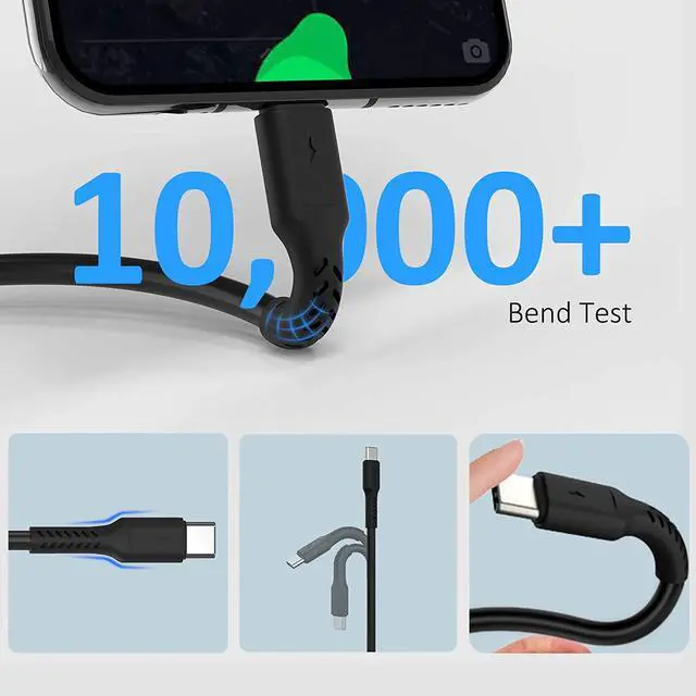 Alt view image 4 of 7 - 1 Foot Short USB C Cord Fast Charge 5 Pack Durable USB A to USB Type C 3A Fast Charging Cable for Charging Station Compatible with Samsung Galaxy Note 20 A20 A51 S10 S20 Plus Ultra LG Stylo K51