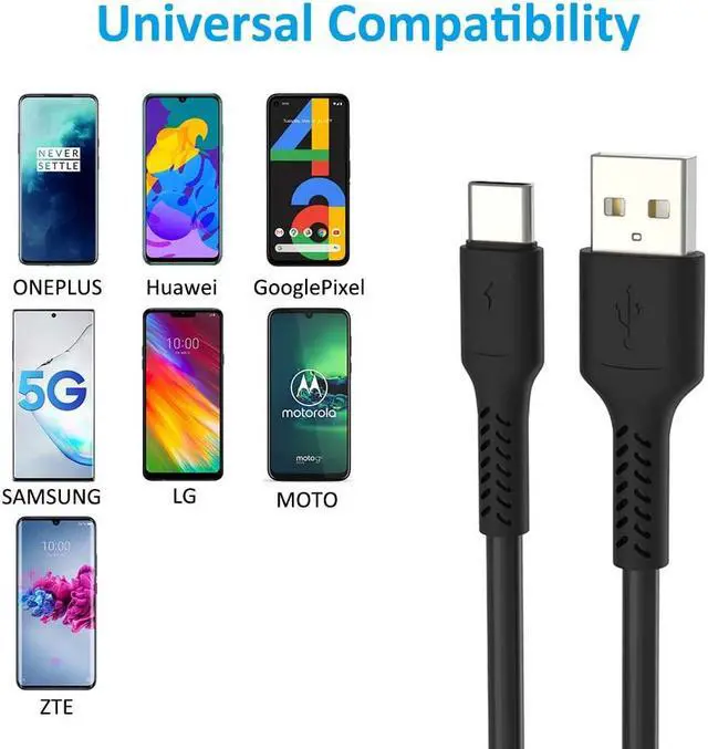 Alt view image 7 of 7 - Short USB C Charging Cord 0.5ft 5 Pack Durable USB A to USB Type C 3A Fast Charging Cable for Charging Station 6 inch Compatible with Samsung Galaxy Note S10 S20 S30 OnePlus 7T 8T LG V30 V40