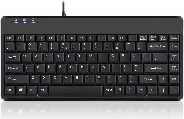 Main image of Perixx PERIBOARD-409H Wired USB Mini Keyboard with 2 USB Hubs, Black, US English Layout