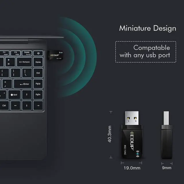 Alt view image 3 of 7 - 1300Mbps USB 3.0 Wireless WiFi Adapter for PC, USB Wi-Fi Dongle AC Mini Network Adapters 802.11ac 2.4GHz/5GHz Built-in Antenna for Windows 11/10/7/8/8.1/XP Mac OS 10.15 and Below