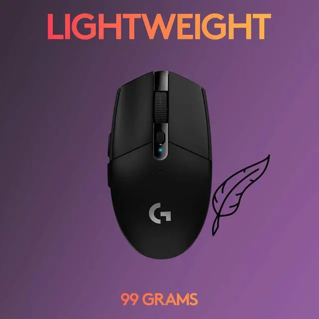 Alt view image 5 of 7 - 305 LIGHTSPEED Wireless Gaming Mouse Hero 12K Sensor 12 000 DPI Lightweight 6 Programmable Buttons 250h Battery Life On-Board Memory PC/Mac - Black
