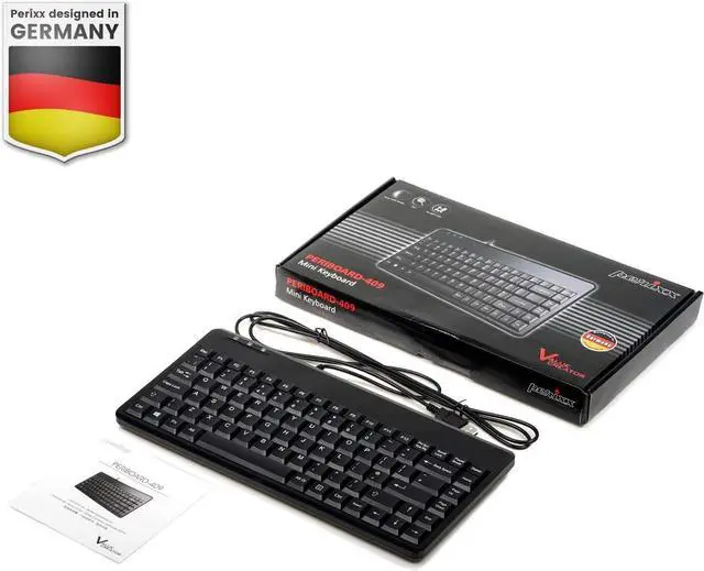 Alt view image 7 of 7 - Perixx PERIBOARD-409H Wired USB Mini Keyboard with 2 USB Hubs, Black, US English Layout