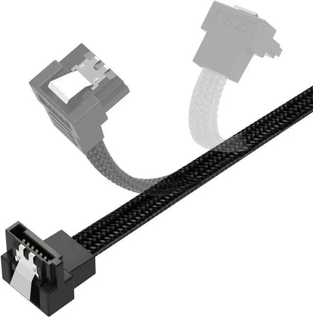 Alt view image 6 of 7 - South City Mall 3PACK SATA Cable III 3 Pack 90 Degree Straight to Right Angle 6Gbps HDD SDD SATA Data Cable with Locking Latch 50cm 18 Inch for SATA HDD, SSD, CD Driver, CD Writer, Black