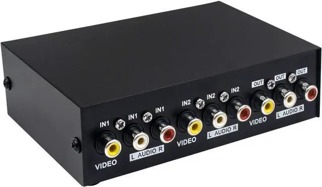 Alt view image 3 of 6 - Duttek RCA Switch Box 2 Port AV Switch Box AV Selector Switch 2 in 1 Out Composite Video L/R Audio RCA Selector Box AV Switch Box Component RCA Switcher for DVD STB Game Consoles