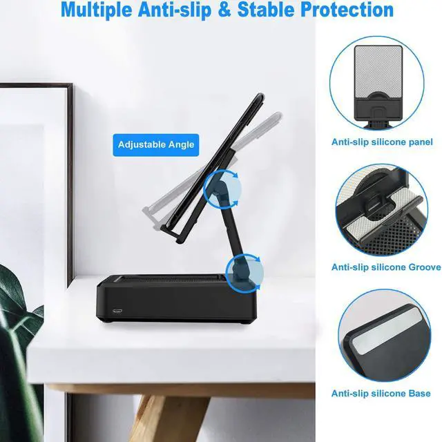 Alt view image 3 of 6 - Cell Phone Stand with Wireless Bluetooth Speaker and Anti-Slip Base HD Surround Sound Perfect for Home and Outdoors with Bluetooth Speaker for Desk Compatible with iPhone/ipd/Samsung Galaxy