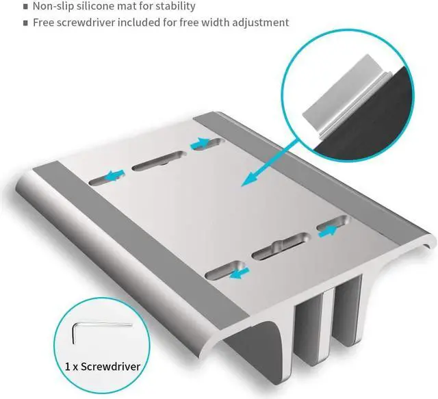 Alt view image 6 of 7 - VAYDEER Double-Slot Adjustable Vertical Laptop Stand Newly Designed 2 Slot Aluminum Desktop Holder for All MacBook/Chromebook/Surface/Dell/iPad Up to 17.3 Inches - Silver