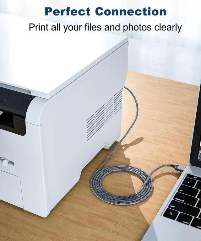 Alt view image 4 of 7 - USB 2.0 Printer Cable 15ft,Akoada USB Type A Male to B Male Printer Scanner Cord High Speed Compatible with HP, Canon, Dell, Epson, Lexmark, Xerox, Samsung and More