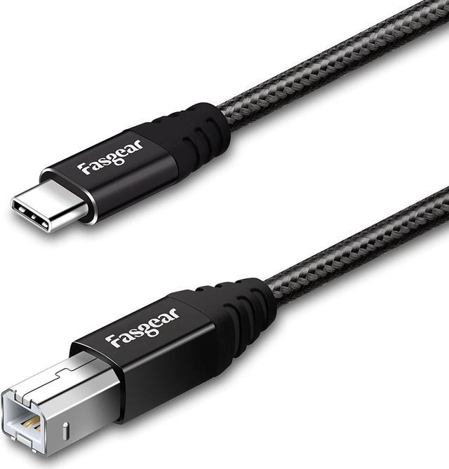 Fasgear USB C Printer Cable 6 ft Braided USB B to USB C 2.0 Cable