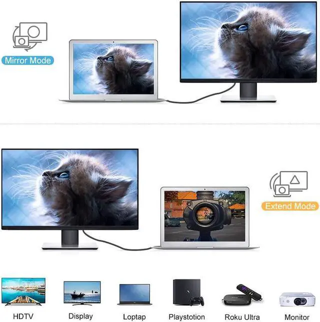 Alt view image 4 of 7 - 8K HDMI Cable 6.6ft, CableCreation 8K HDMI Ultra HD High Speed 48Gbps Cable,8K 60Hz, Dolby Vision, HDCP 2.2,4:4:4, eARC, Compatible with PS5, PS4, Nintendo Switch, Xbox One, QLED TV, Roku TV, VIZIO TV