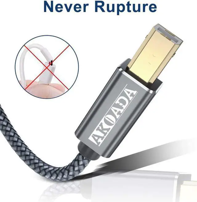 Alt view image 6 of 7 - USB 2.0 Printer Cable 15ft,Akoada USB Type A Male to B Male Printer Scanner Cord High Speed Compatible with HP, Canon, Dell, Epson, Lexmark, Xerox, Samsung and More