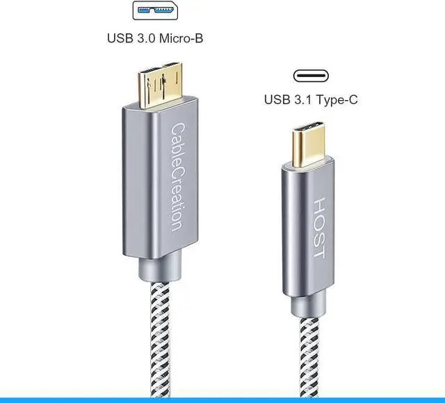Alt view image 2 of 7 - CableCreation USB C Hard Drive Cable 3.3FT, USB 3.1 C to Micro B Cable 10Gbps USB C to Hard Drive Cable Compatible with MacBook Pro Air Galaxy S5 My Passport Elements etc, 1.0m Space Gray