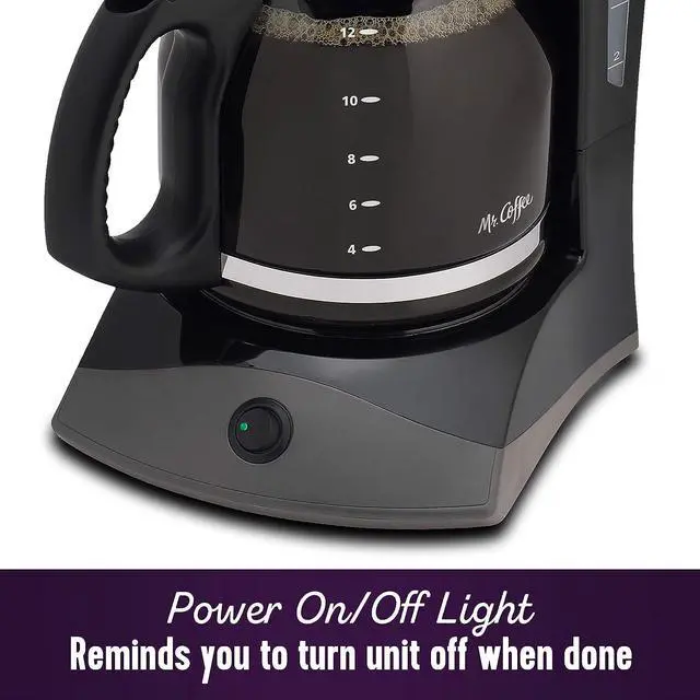 Alt view image 5 of 6 - Mr. Coffee Black Coffee Maker, 12 Cups, with Auto Pause and Glass Carafe, Perfect for Home and Office Use