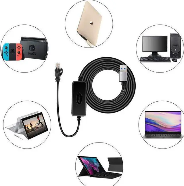 Alt view image 2 of 6 - USB3.0 to RJ45 Gigabit Ethernet Network Cable for Switch, Router, Gateway, Modem with MacBook,Windows, Chromebook,Surface Pro, Linux