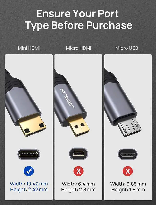 Alt view image 2 of 7 - Mini HDMI to HDMI Cable 6FT [Aluminum Shell Braided] High Speed 4K 60Hz HDMI 2.0 Cord Compatible with Camera Camcorder Tablet and Graphics/Video Card Laptop Raspberry Pi Zero W -Grey