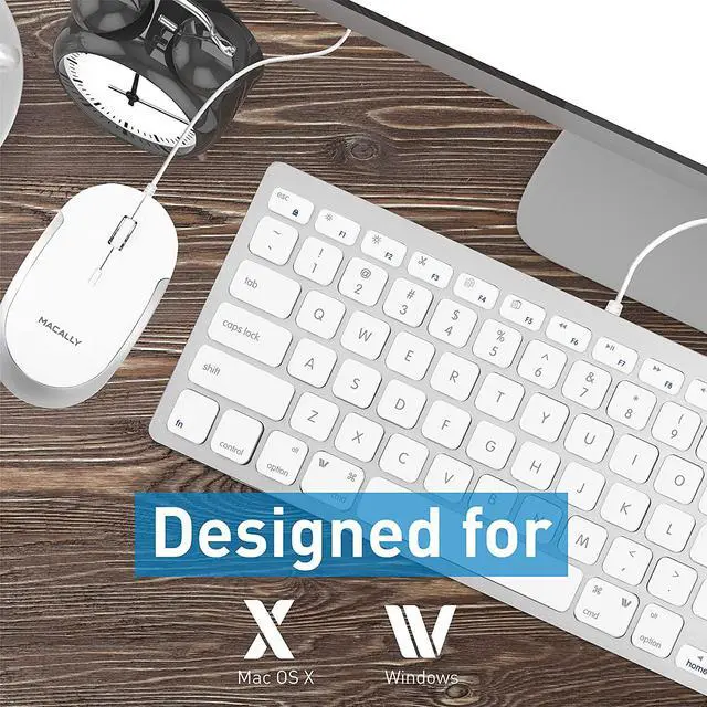 Alt view image 2 of 7 - Macally Mini Keyboard and Mouse Combo for Mac and PC - Save Space and Enhance Workflow - Aluminum Compact Keyboard with 78 Slim Keys and (Quiet Click) Silent Mouse - Sleek USB Keyboard and Mouse Wired