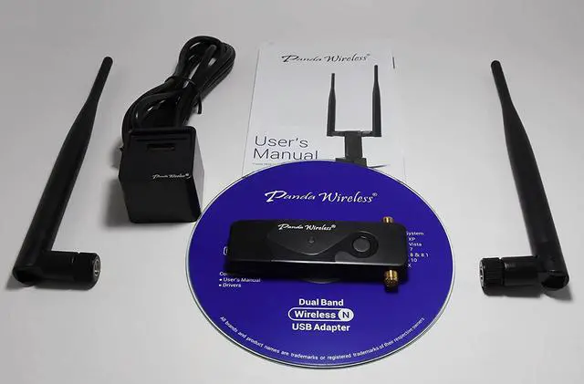 Alt view image 5 of 7 - Panda Wireless® PAU09 N600 Dual Band (2.4GHz and 5GHz) Wireless N USB Adapter W/Dual 5dBi Antennas - Windows 7/8/10/11, Zorin, Mint, Ubuntu, openSUSE, Fedora, Centos, Kali and Raspbian