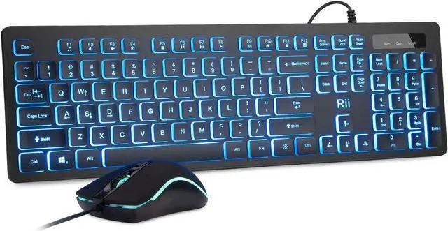 Main image of Rii Three Colors Backlit Keyboard and Mouse, Wired Keyboard and Mouse Combo, USB Keyboard and Mouse Set,Quiet Input Gaming Keyboard,Optical RGB Mouse for School,Office,Business and Gaming