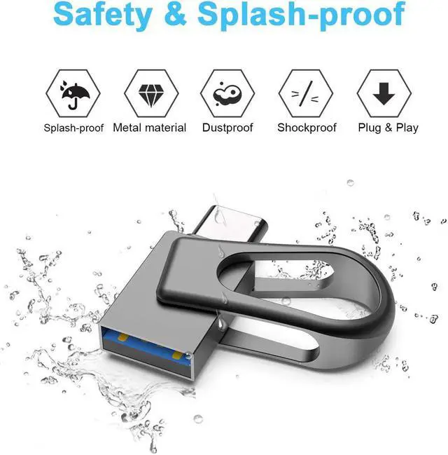 Alt view image 3 of 7 - 64GB USB C Flash Drive 2-in-1 OTG USB 3.0 Thumb Drive Dual USB Memory Stick Pen Drive for Type-C Android Smartphones Tablets and New MacBook Laptop PC PDA  Black