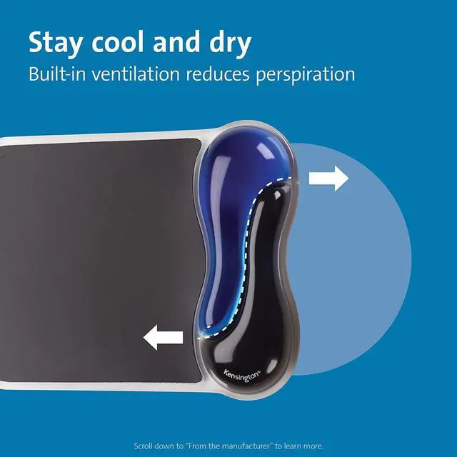 Alt view image 6 of 6 - Duo Gel Mouse Pad with Wrist Rest Ergonomic Wrist Support for Pain Relief Comfortable Non-Skid Gel Pad for Computer Laptop Office & Home 9.6 x 7.6 Blue K62401AM