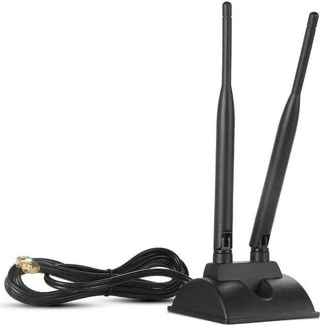 Main image of Dual WiFi Antenna with Extension Cable 6.5Ft RP-SMA Male Connector 2.4GHz/5GHz Dual Band Antenna Magnetic Base for WiFi Wireless Router Mobile Hotspot Signal Enhancement