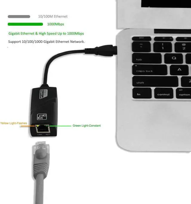 Alt view image 4 of 6 - USB to Ethernet Adapter 3.0 adds Network connectivity to Computer with USB 3.0 Port 10/100/1000 Gigabit LAN Wire Network Converter for Windows MacBook iMac Pro Chromebook PC