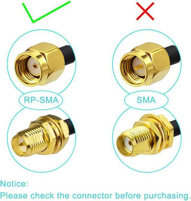 Alt view image 5 of 5 - Bingfu RP-SMA Male to RP-SMA Female Bulkhead Mount RG174 WiFi Antenna Extension Coaxial Cable 30 feet for WiFi Router Signal Booster Repeater Wireless Network Card USB Adapter Security IP Camera