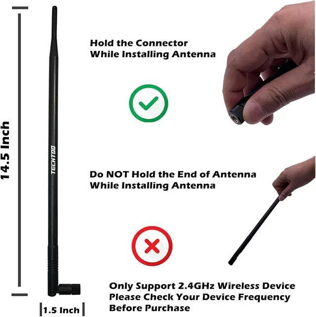 Alt view image 4 of 5 - TECHTOO 9dBi WiFi Antenna with SMA Male (SMA-Plug) Connector Compatible W/Anran Haloview IP Camera & Other Wireless Security Camera Antenna - 2.4Ghz Wireless Networking Device