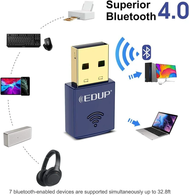 Alt view image 3 of 6 - USB Bluetooth WiFi Adapter for PC, Bluetooth 4.0 Adapter | Wireless Nano USB Network Adapter 2.4Ghz 150Mbps, Only Compatible with Windows 11/10/7/8/8.1