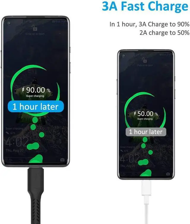 Alt view image 3 of 7 - Short USB C Charging Cord 0.5ft 5 Pack Durable USB A to USB Type C 3A Fast Charging Cable for Charging Station 6 inch Compatible with Samsung Galaxy Note S10 S20 S30 OnePlus 7T 8T LG V30 V40