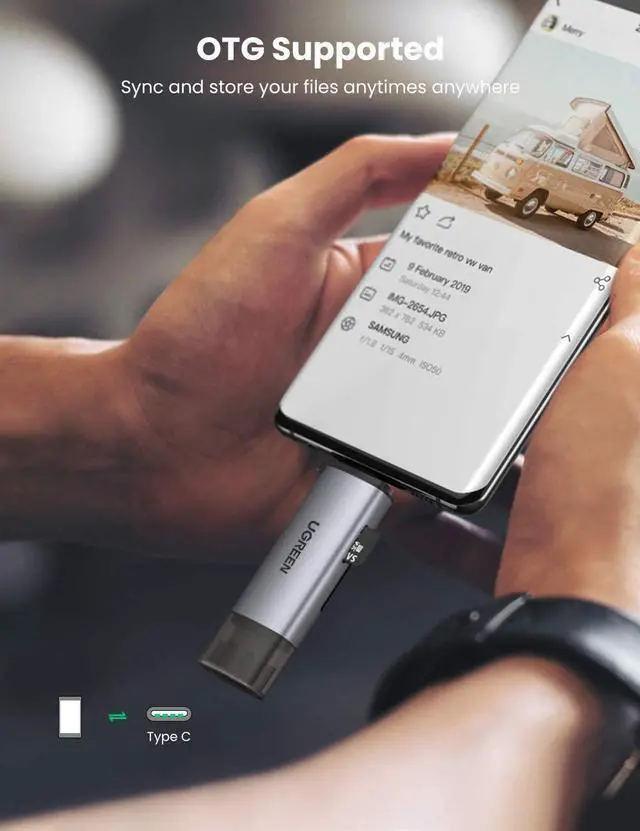 Alt view image 5 of 7 - UGREEN SD Card Reader USB 3.0 Type C OTG Memory Card Adapter Portable 2 Slots for TF SD Micro SD SDXC SDHC MMC RS-MMC Micro SDXC Micro SDHC UHS-I for MacOS Windows Linux PC Laptop Smartphone