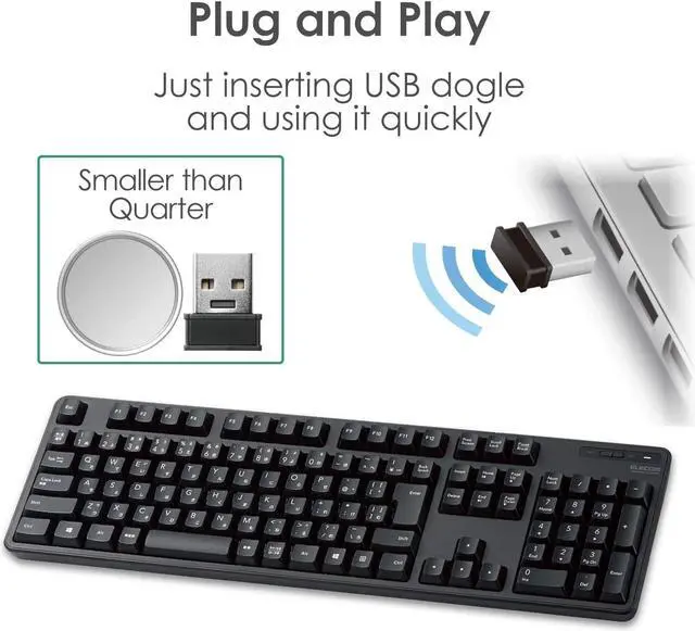 Alt view image 4 of 7 - ELECOM Japanese Layout USB 2.4GHz Wireless Basic Keyboard for Computer and Laptop, 109 Keys, Full-Size with Numeric Keypad, Quiet and Compact, Foldable Stand, Windows Mac (TK-FDM106TBK)