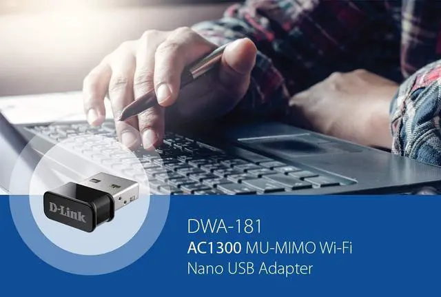 Alt view image 4 of 7 - D-Link USB WiFi Adapter Dual Band AC1300 Wireless Internet for Desktop PC Laptop Gaming MU-MIMO Windows Mac Linux Supported (DWA-181-US)