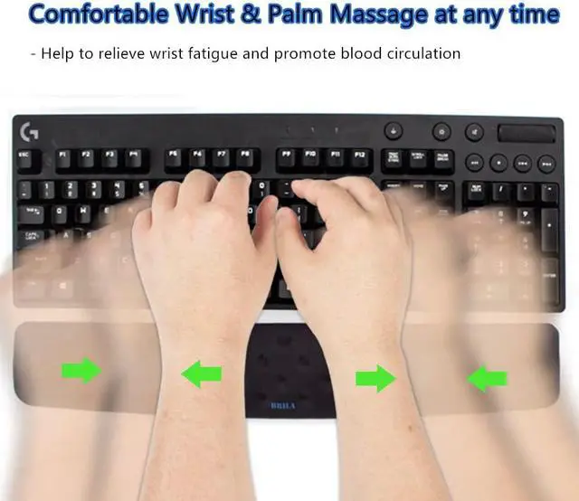 Alt view image 6 of 7 - Keyboard Wrist Rest Support Cushion Pad for Computer Laptop Office Work PC Gaming - Memory Foam Gel with Massage Holes Design - Non-Slip Easy Typing Wrist Pain Relief (Black Keyboard Pad)